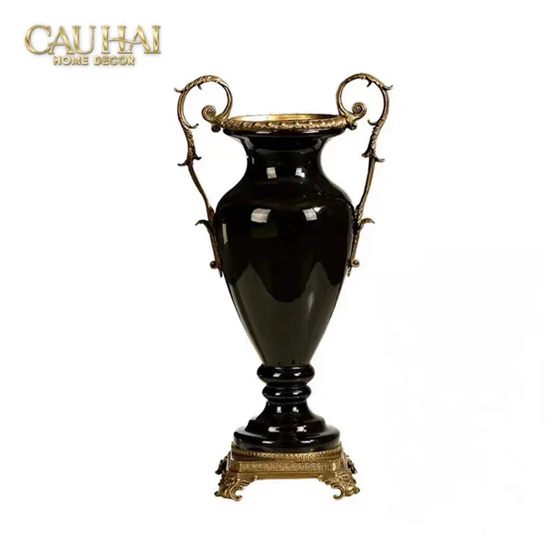 Maison Couture – Bình Hoa Sứ Đồng Imperium Empire Amphora Of Dionysus - Barocco Divine Vase H52-BÌNH HOA-CẬU HAI HOME DECOR