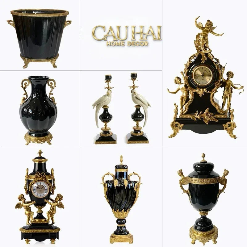 Maison Couture – Bình Hoa Sứ Đồng Imperium Empire Amphora Of Dionysus - Barocco Divine Vase H52-BÌNH HOA-CẬU HAI HOME DECOR