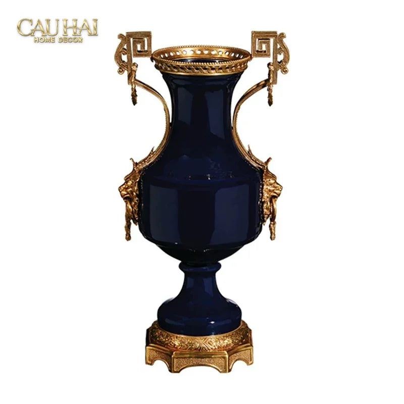 Maison Couture – Bình Hoa Sứ Đồng Imperium Empire Amphora Of Dionysus - Barocco Divine Vase H52-BÌNH HOA-CẬU HAI HOME DECOR
