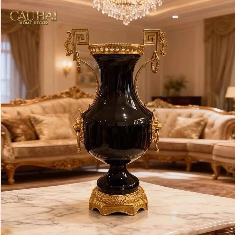 Maison Couture – Bình Hoa Sứ Đồng Imperium Empire Amphora Of Dionysus - Barocco Divine Vase H52-BÌNH HOA-CẬU HAI HOME DECOR
