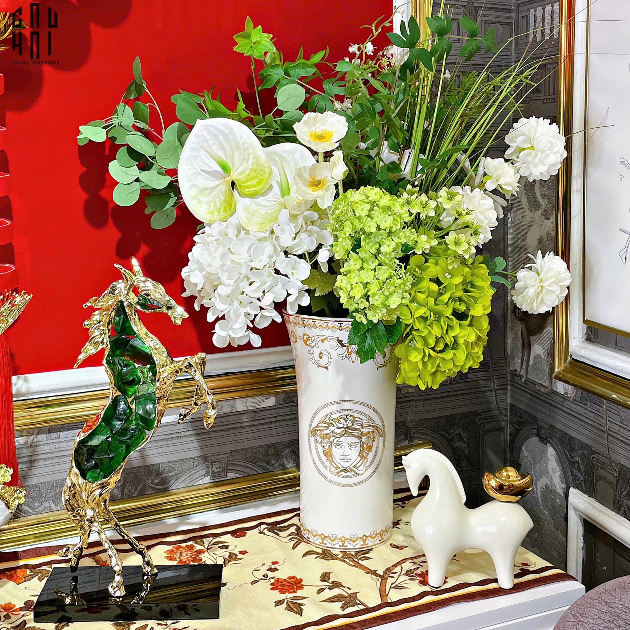 Maison Couture - Bình Hoa Sứ Tráng Men Cao Cấp V Class - Medusa Timeless Mythology 17x30.5-BÌNH HOA-CẬU HAI HOME DECOR