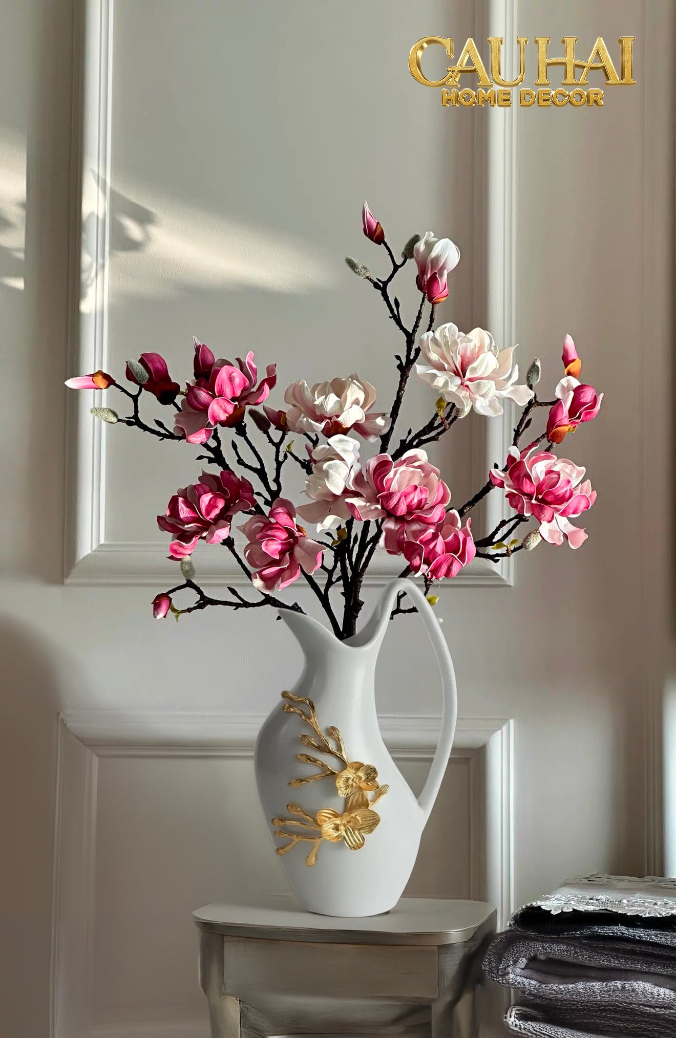 Maison Couture - Bình Hoa Sứ Trắng Orchidée d’Or Vase Éwer H34-BÌNH HOA-CẬU HAI HOME DECOR