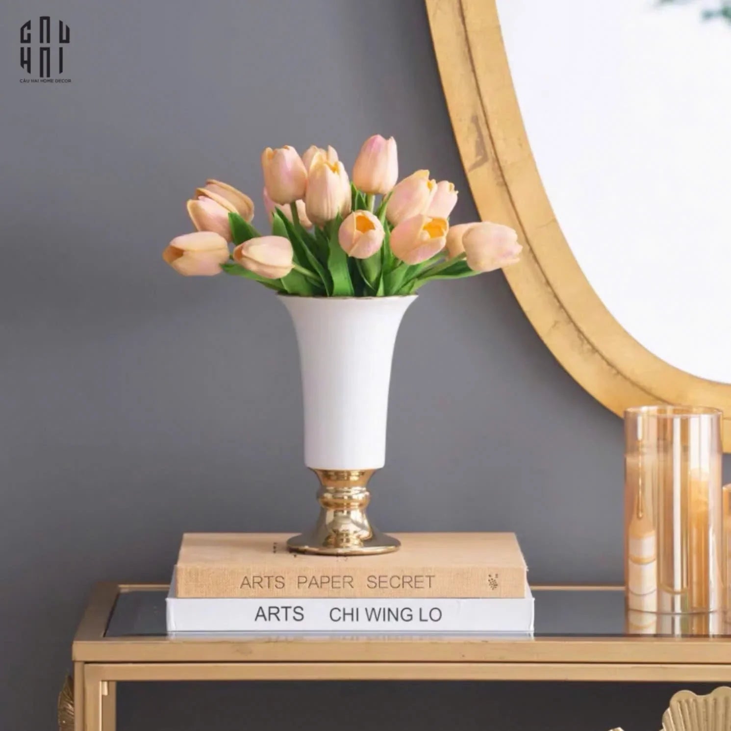 Maison Couture - Bình Hoa Sứ Trắng Venice AB House Manhattan Vibe 11x20-BÌNH HOA-CẬU HAI HOME DECOR