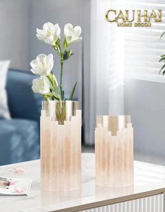 Maison Couture - Bình Hoa Thạch Anh Trắng Elite Quartz Allure Gemstone Vases H30-BÌNH HOA-CẬU HAI HOME DECOR