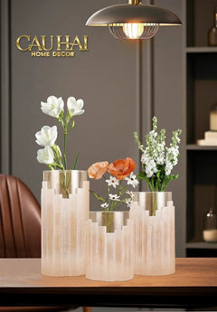 Maison Couture - Bình Hoa Thạch Anh Trắng Elite Quartz Allure Gemstone Vases H30-BÌNH HOA-CẬU HAI HOME DECOR