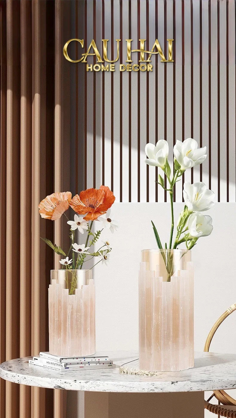 Maison Couture - Bình Hoa Thạch Anh Trắng Elite Quartz Allure Gemstone Vases H30-BÌNH HOA-CẬU HAI HOME DECOR