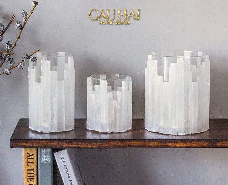 Maison Couture - Bình Hoa Thạch Anh Trắng Elite Quartz Allure Gemstone Vases H30-BÌNH HOA-CẬU HAI HOME DECOR