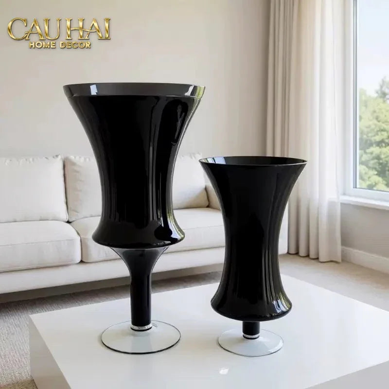 Maison Couture - Bình Hoa Thuỷ Tinh Colonne Noire Lacquered Glaze Vases-CẬU HAI HOME DECOR