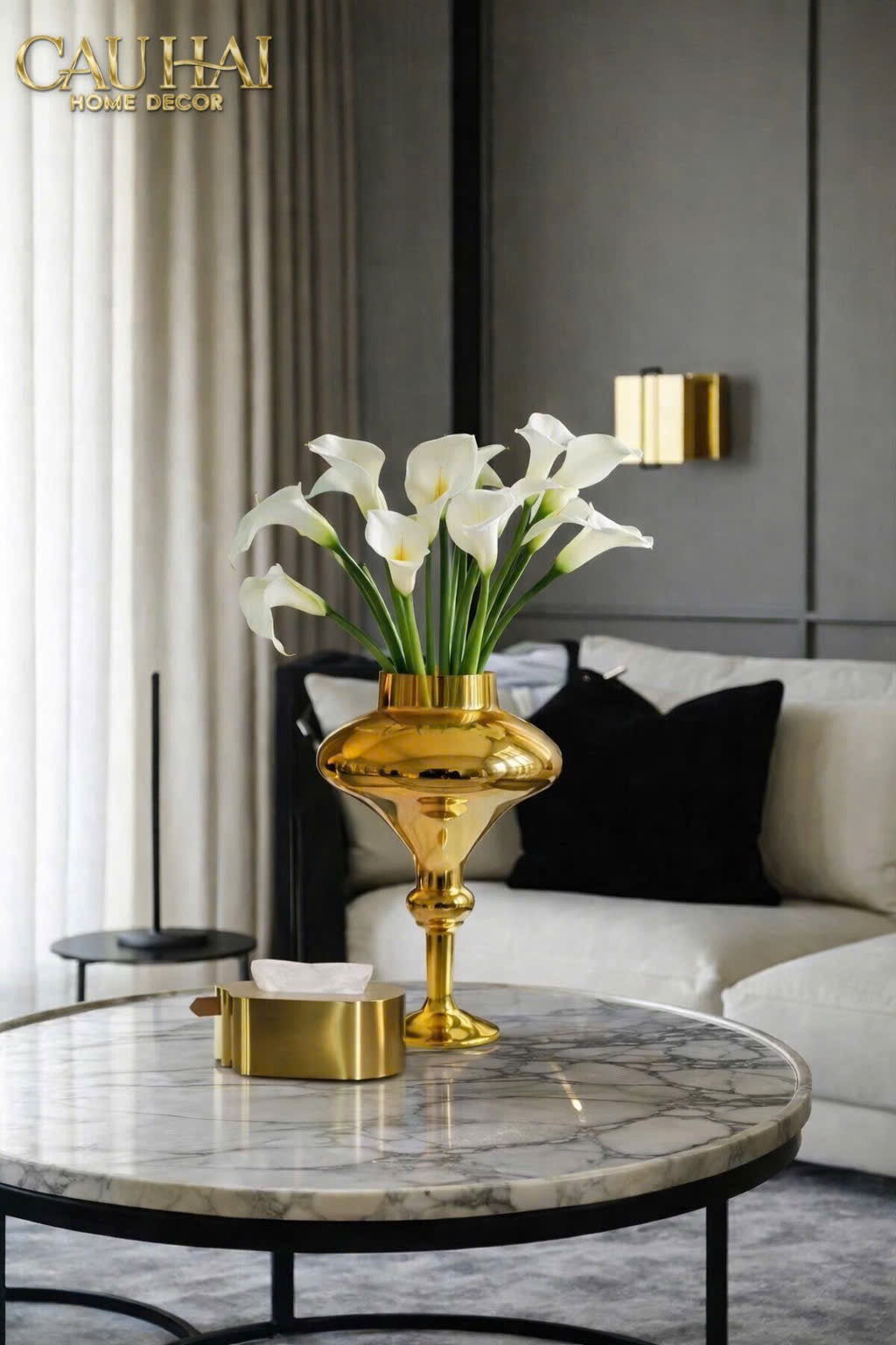 Maison Couture - Bình Hoa Thuỷ Tinh Mạ Vàng Calice d’Or Lacquered 40-CẬU HAI HOME DECOR