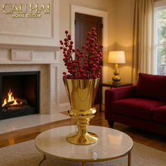 Maison Couture - Bình Hoa Thuỷ Tinh Mạ Vàng Cristallerie Dorée Impériale Goblet Vessel 19x34-CẬU HAI HOME DECOR