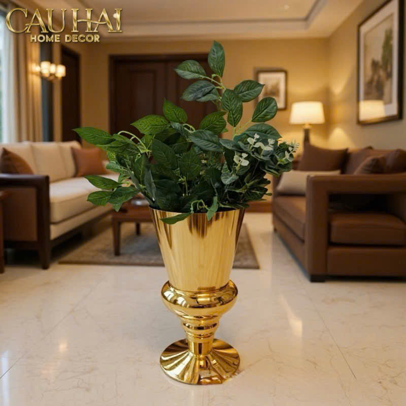 Maison Couture - Bình Hoa Thuỷ Tinh Mạ Vàng Cristallerie Dorée Impériale Goblet Vessel 19x34 - CẬU HAI HOME DECOR