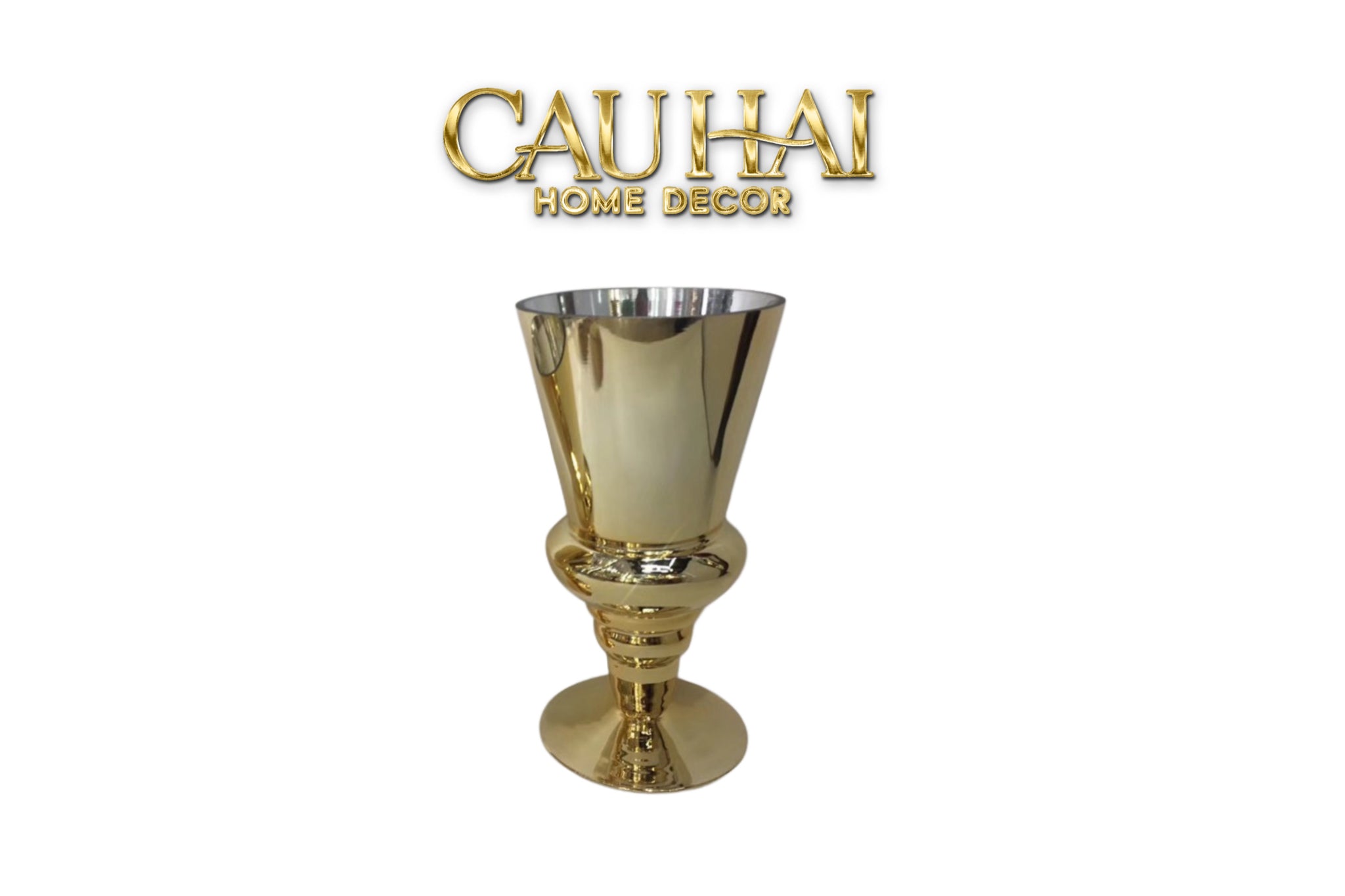Maison Couture - Bình Hoa Thuỷ Tinh Mạ Vàng Cristallerie Dorée Impériale Goblet Vessel 19x34 - CẬU HAI HOME DECOR