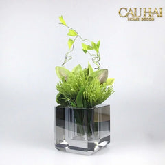 Maison Couture - Bình Lọ Hoa Pha Lê Lập Phương Savoir Ambre Cube Vase – Modern Cristalleries Block 10x10x10-CẬU HAI HOME DECOR