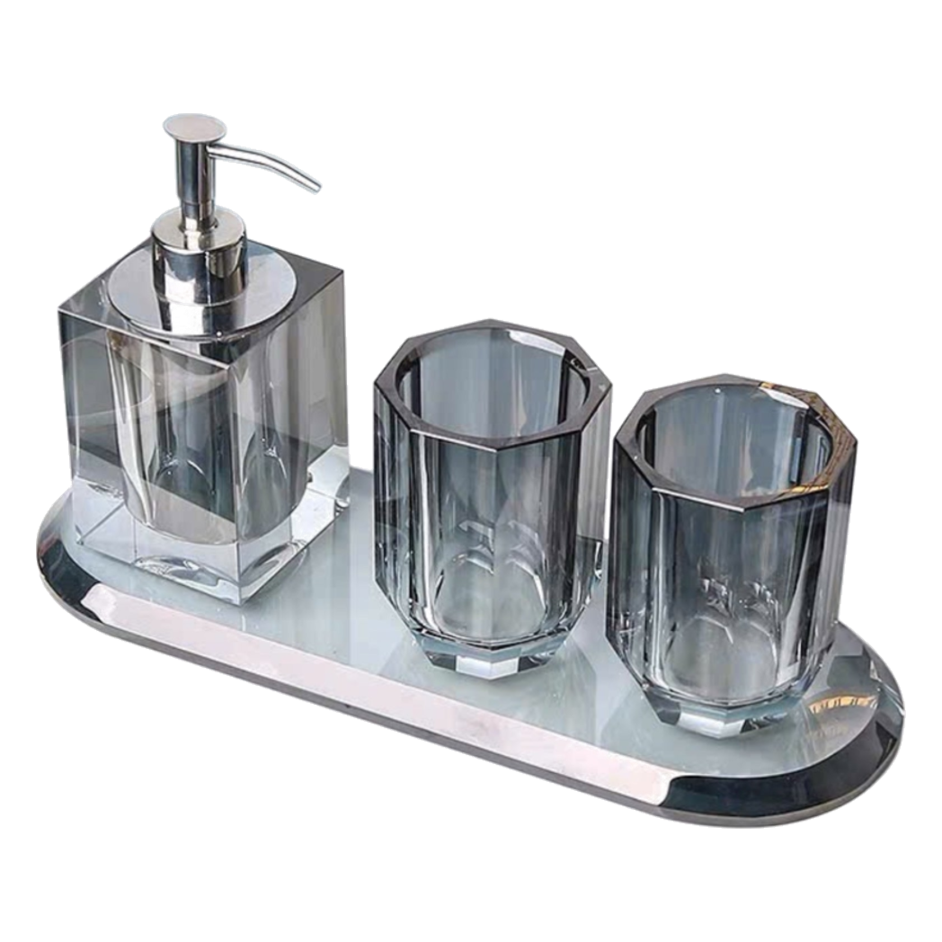 Maison Couture - Bộ Phụ Kiện Nhà Tắm Cristalleries Facette Graphite 4 Pcs - Cậu Hai Home Decor