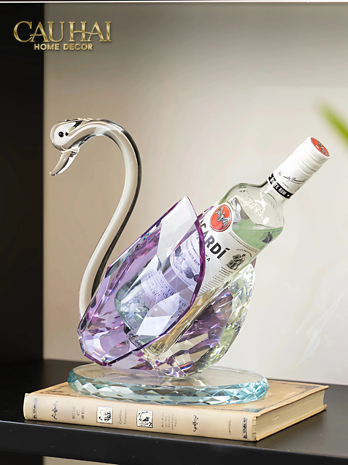 Maison Couture - Đế Đỡ Rượu Thiên Nga Pha Lê Cao Cấp Critalleries Divinity Swan Wine Holder 20x28-Bar Cart-CẬU HAI HOME DECOR