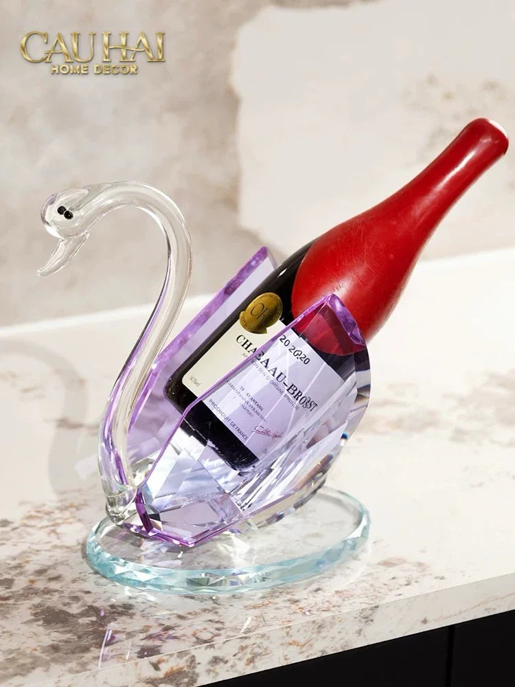 Maison Couture - Đế Đỡ Rượu Thiên Nga Pha Lê Cao Cấp Critalleries Divinity Swan Wine Holder 20x28-Bar Cart-CẬU HAI HOME DECOR