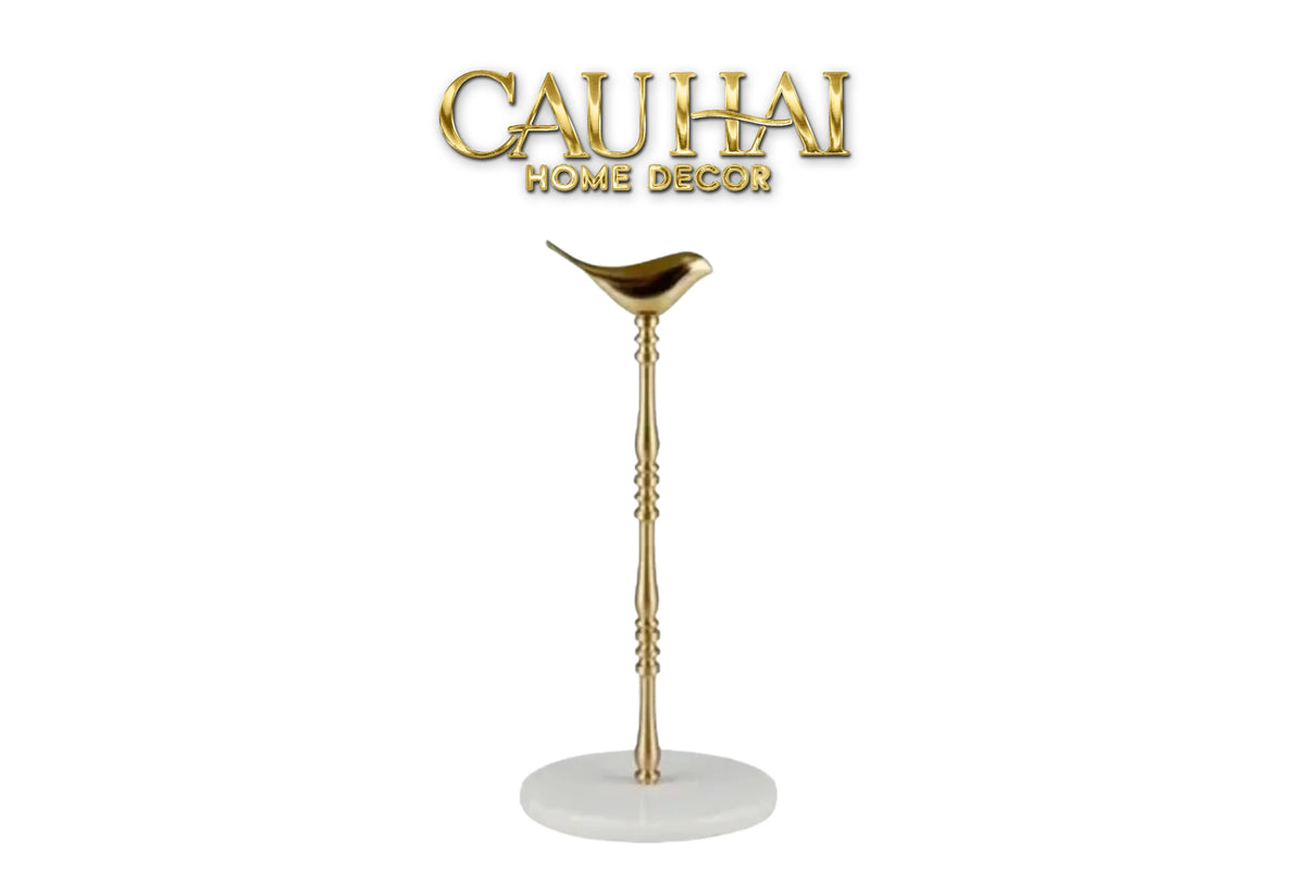 Maison Couture - Đế Giấy Lau Bếp / Giấy Ăn Bằng Đồng Đá Marble Finial Bird Paper Towel Stand 15x34-Paper Towel Stand-CẬU HAI HOME DECOR