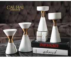 Maison Couture - Đế Nến Đá Marble - Ivory Marbre D’Or Candle Holder (Tặng Nến)-ĐÈN TRANG TRÍ-CẬU HAI HOME DECOR