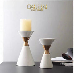 Maison Couture - Đế Nến Đá Marble - Ivory Marbre D’Or Candle Holder (Tặng Nến)-ĐÈN TRANG TRÍ-CẬU HAI HOME DECOR