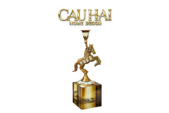 Maison Couture - Đế Nến Ngựa Đồng Khảm Trai Đế Pha Lê Vàng - Mahogany Cheval Majesté Candle Holders 11x21-CẬU HAI HOME DECOR