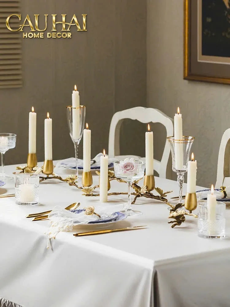 Maison Couture - Đế Nến Trang Trí Đồng Nhánh Olive - Indira Atélier Centerpiece Candle Holders D44x9-ĐẾ NẾN-CẬU HAI HOME DECOR