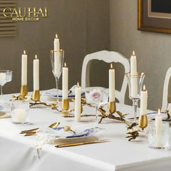 Maison Couture - Đế Nến Trang Trí Đồng Nhánh Olive - Indira Atélier Centerpiece Candle Holders D44x9-ĐẾ NẾN-CẬU HAI HOME DECOR
