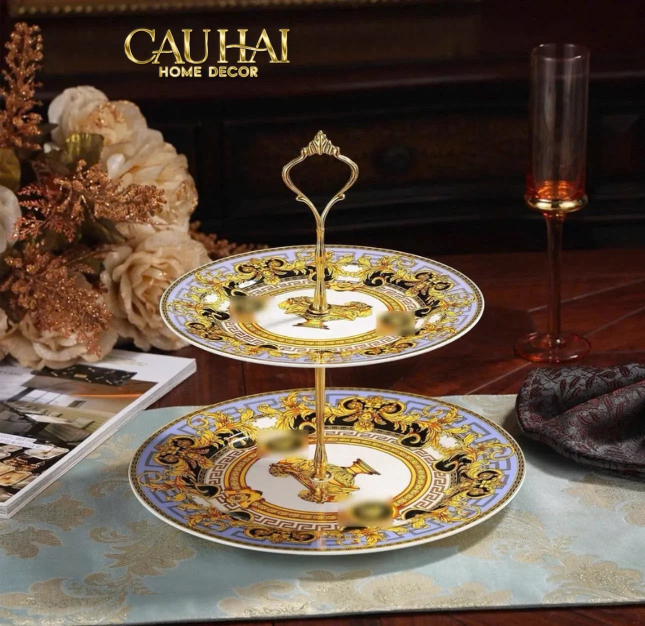 Maison Couture - Đĩa 2 Tầng Black Barocco Prestige Gala VS Étagère-SET CHÉN DĨA-CẬU HAI HOME DECOR