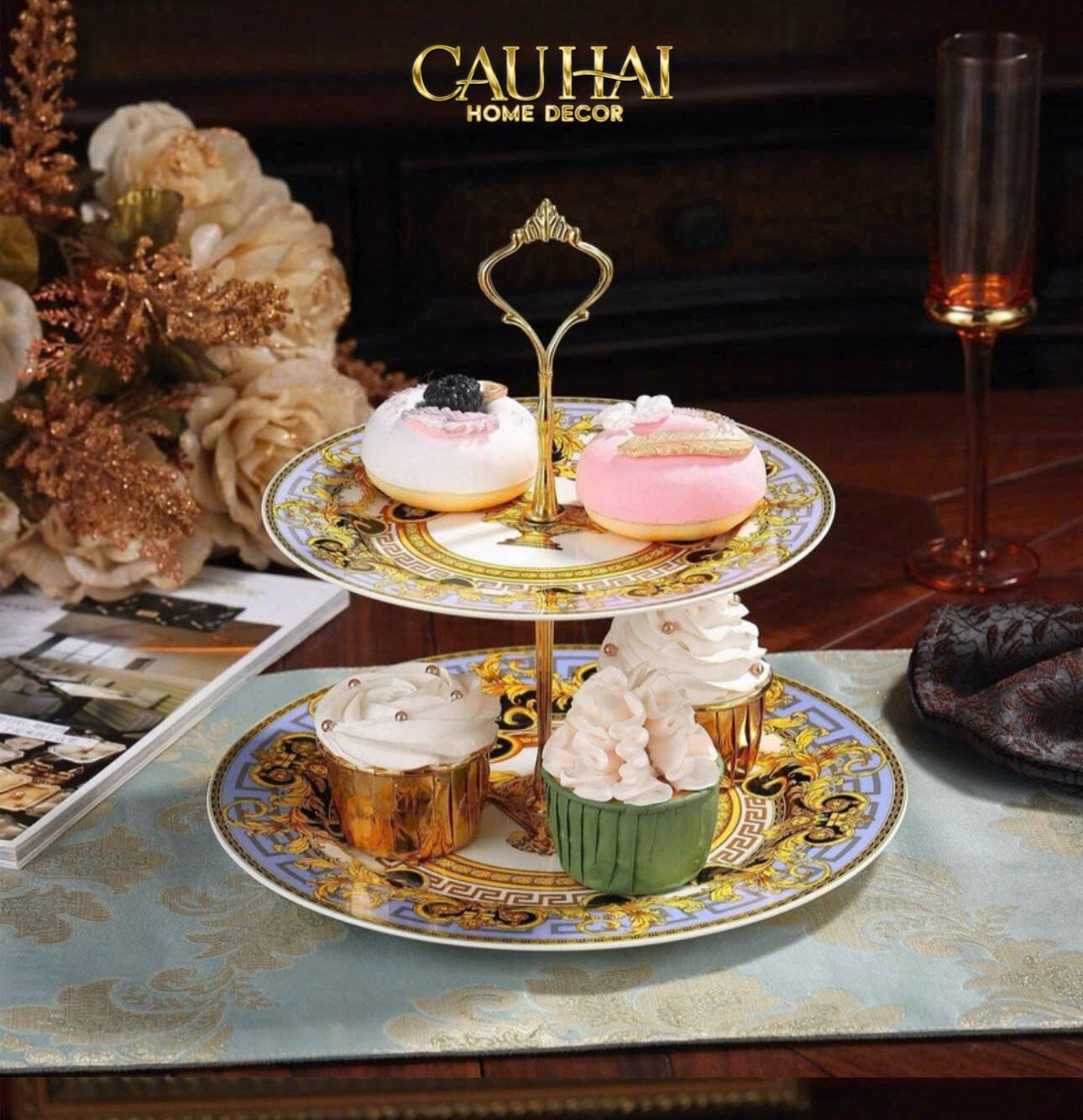 Maison Couture - Đĩa 2 Tầng Black Baroque Prestige Gala Ver.S Étagère - CẬU HAI HOME DECOR