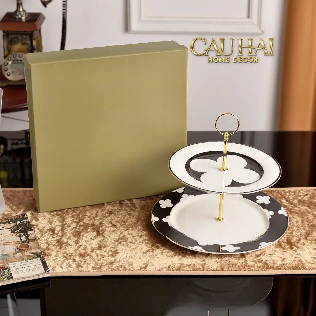 Maison Couture - Đĩa 2 Tầng Château Étagère Clover Signature – L’Atelier Rayé Deux Niveaux-CẬU HAI HOME DECOR