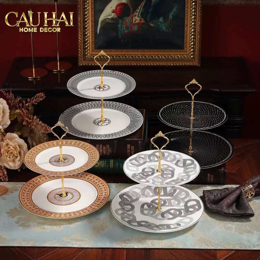 Maison Couture - Đĩa 2 Tầng Helios Étagère Mosaïque Graphique - Deux Niveaux-SET CHÉN DĨA-CẬU HAI HOME DECOR