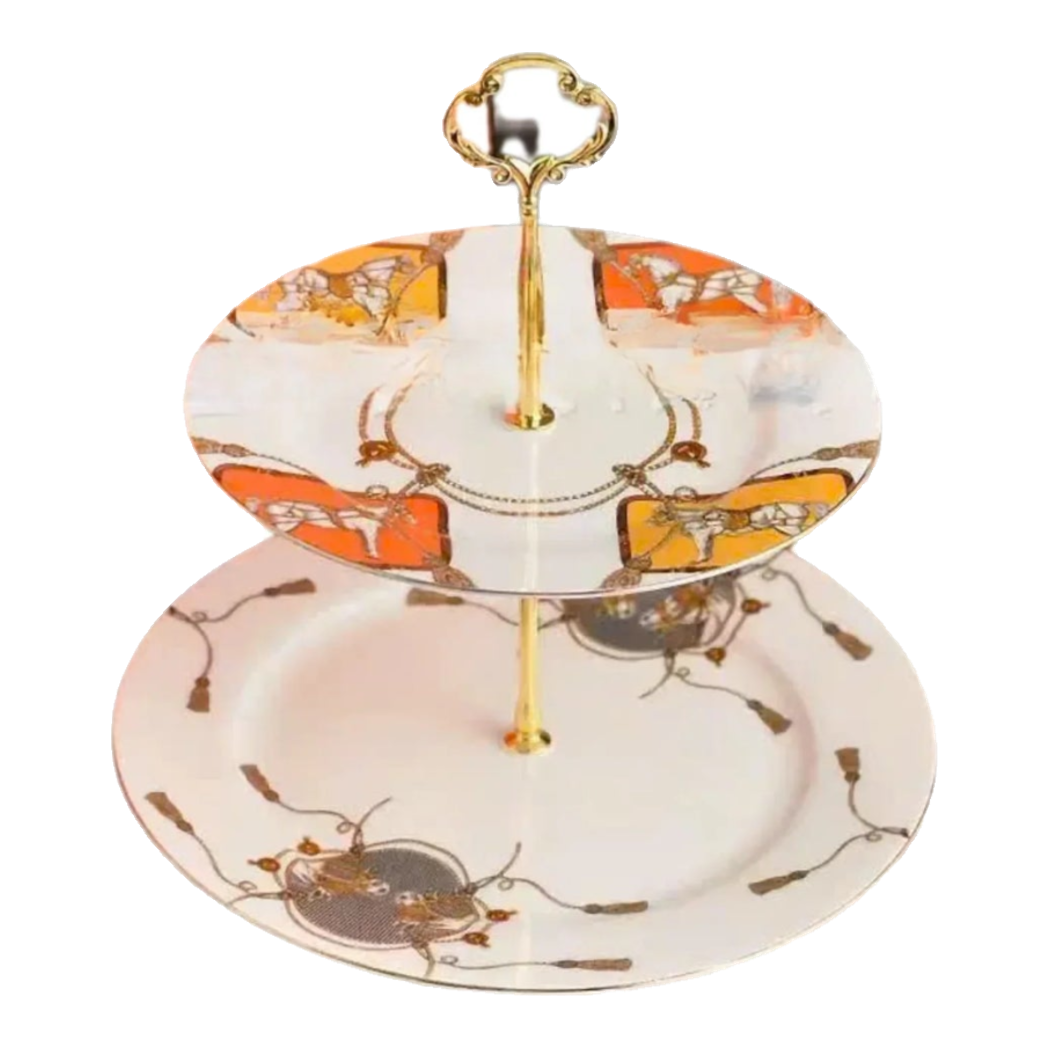 Maison Couture - Đĩa 2 Tầng La Selle Royale Orange Harnais Étagère - Deux Niveaux