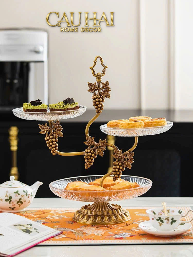 Maison Couture - Đĩa 3 Tầng Présentoir à Raisin Triptyque Niveaux Ritual Of Dionysus Centerpiece H48-CẬU HAI HOME DECOR