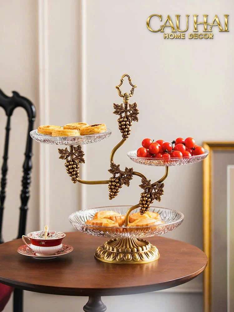 Maison Couture - Đĩa 3 Tầng Présentoir à Raisin Triptyque Niveaux Ritual Of Dionysus Centerpiece H48-CẬU HAI HOME DECOR