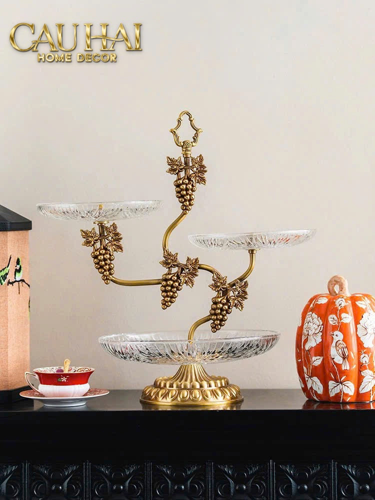 Maison Couture - Đĩa 3 Tầng Présentoir à Raisin Triptyque Niveaux Ritual Of Dionysus Centerpiece H48-CẬU HAI HOME DECOR