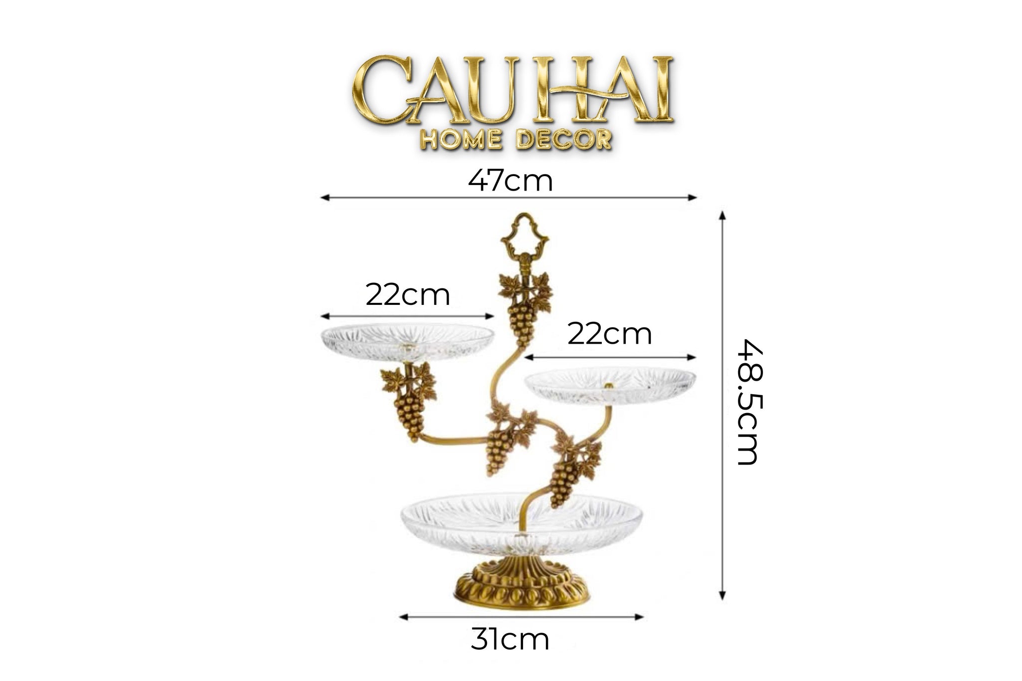 Maison Couture - Đĩa 3 Tầng Présentoir à Raisin Triptyque Niveaux Ritual Of Dionysus Centerpiece H48-CẬU HAI HOME DECOR