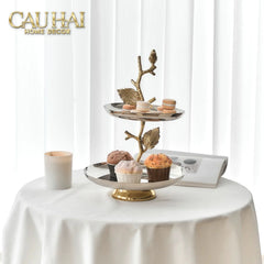 Maison Couture - Đĩa Bánh 2 Tầng Indira Atélier - Platinum Elysian Étagère - 2 Niveaux 25x40.6.-CẬU HAI HOME DECOR
