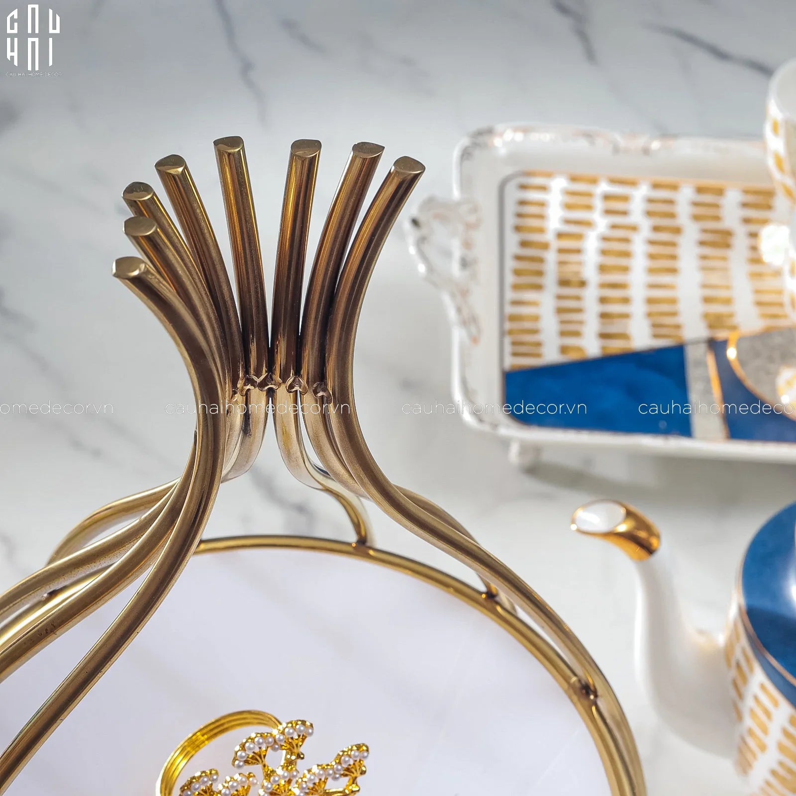 Maison Couture - Đĩa Bánh 3 Tầng Golden Cage Étagère Trois Niveaux 27x51-Đĩa Trái Cây-CẬU HAI HOME DECOR
