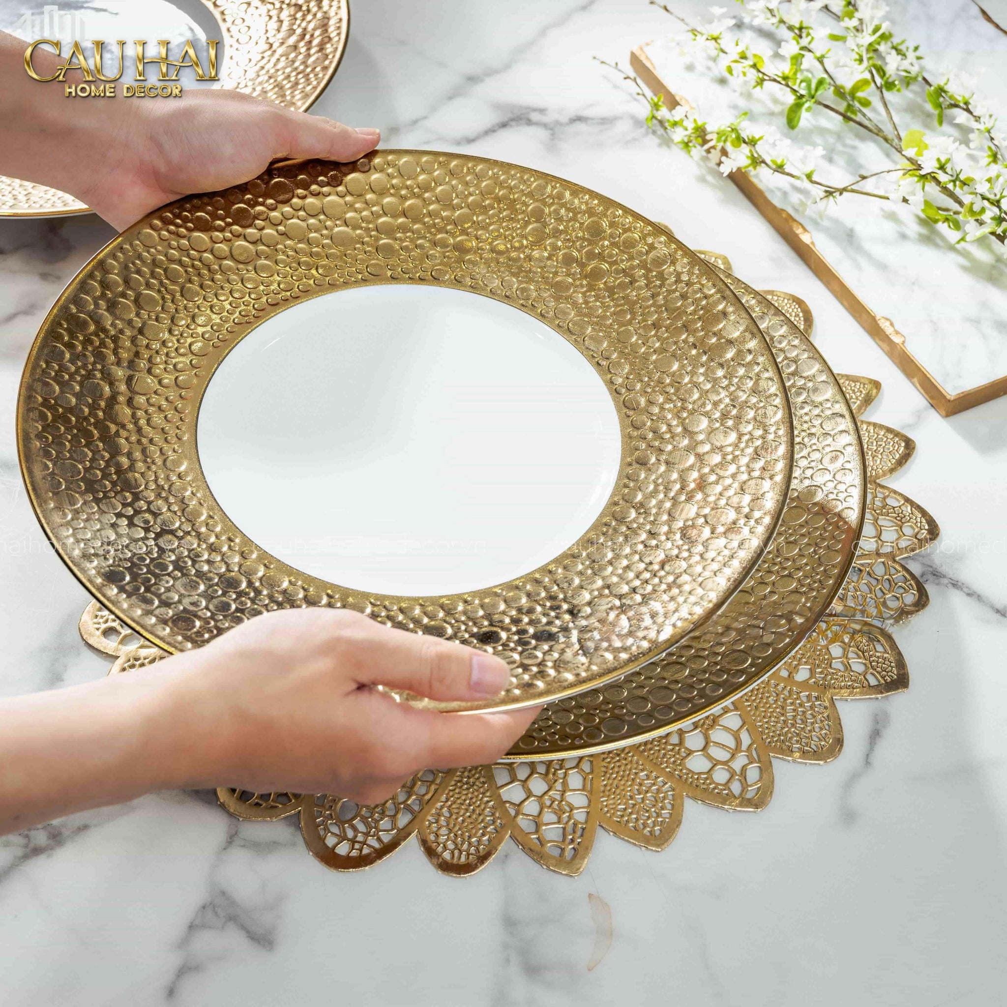 Maison Couture - Đĩa Lót Golden Bubble Dinner 31 - Ss25-CẬU HAI HOME DECOR