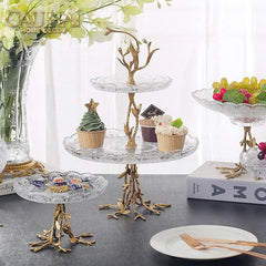 Maison Couture - Đĩa Pha Lê 2 Tầng Thân Cây Đồng Elysian Brasson Branch Indira Atelier 30x42.5-CẬU HAI HOME DECOR