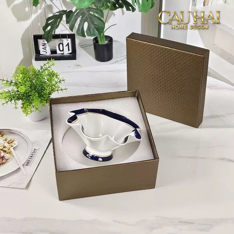 Maison Couture - Đĩa Trái Cây Belle Vie Luxe Blanc & Bleu Minuit Signature Fluid Plateau - CẬU HAI HOME DECOR