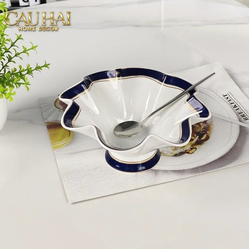 Maison Couture - Đĩa Trái Cây Belle Vie Luxe Blanc & Bleu Minuit Signature Fluid Plateau-CẬU HAI HOME DECOR