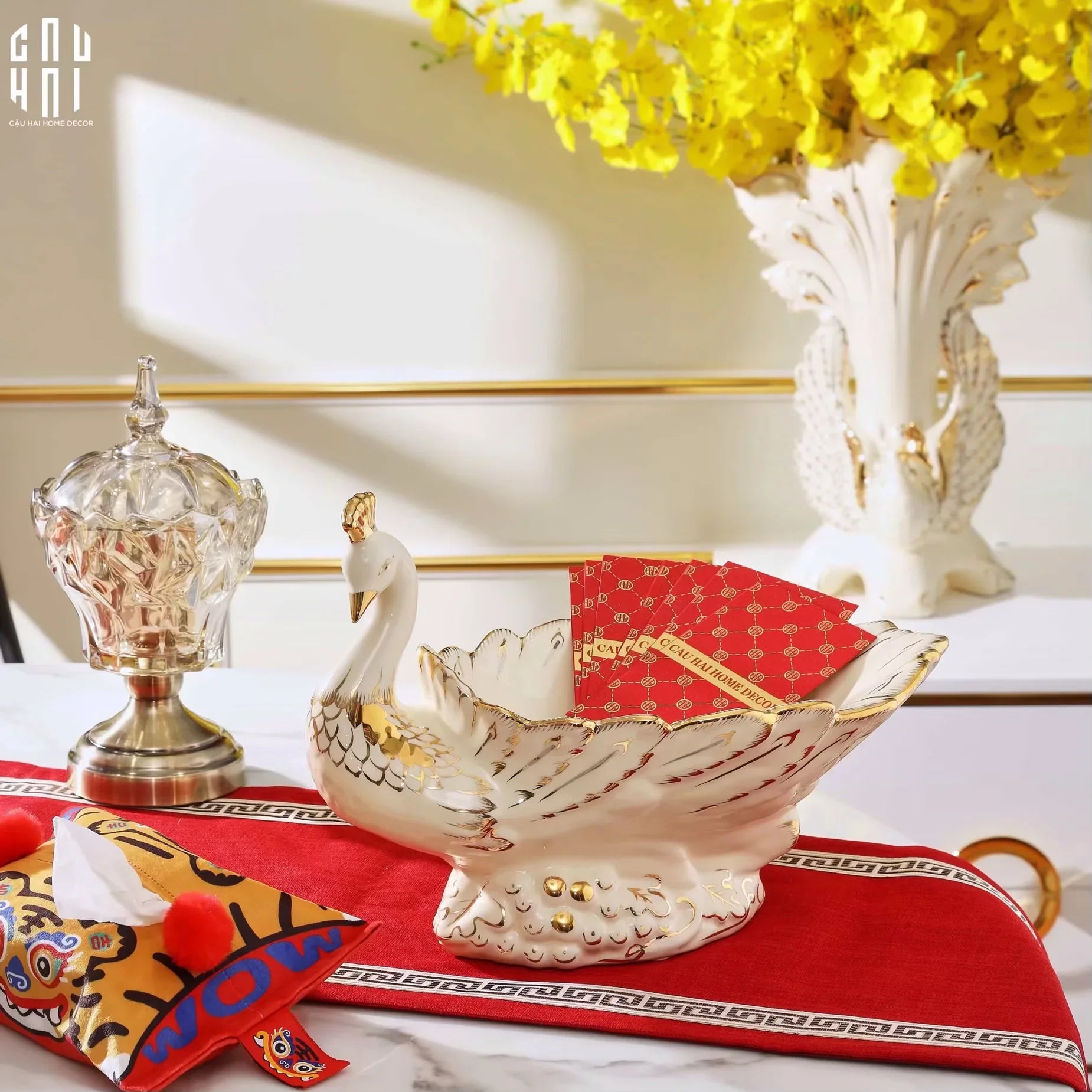 Maison Couture - Đĩa Trái Cây Khổng Tước Paon D'Ivoire Luxury Porcelain Plateau - CẬU HAI HOME DECOR