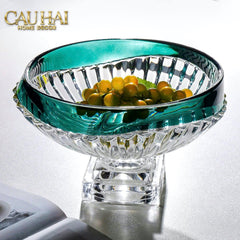 Maison Couture - Đĩa Trái Cây Pha Lê Màu Ngọc Lục Bảo Émeraude Cristalleries Fruit Bowl-SET CHÉN DĨA-CẬU HAI HOME DECOR