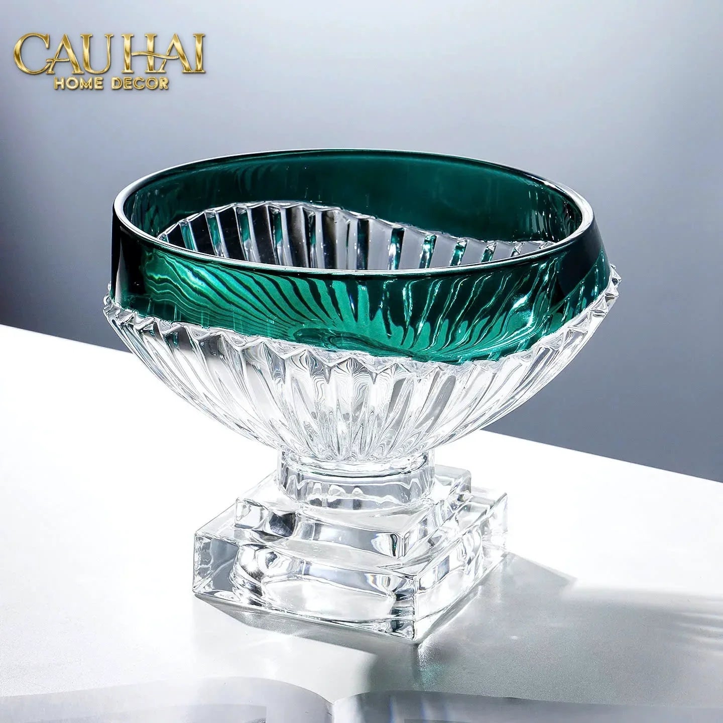 Maison Couture - Đĩa Trái Cây Pha Lê Màu Ngọc Lục Bảo Émeraude Cristalleries Fruit Bowl-SET CHÉN DĨA-CẬU HAI HOME DECOR