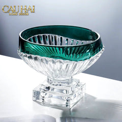 Maison Couture - Đĩa Trái Cây Pha Lê Màu Ngọc Lục Bảo Émeraude Cristalleries Fruit Bowl-SET CHÉN DĨA-CẬU HAI HOME DECOR