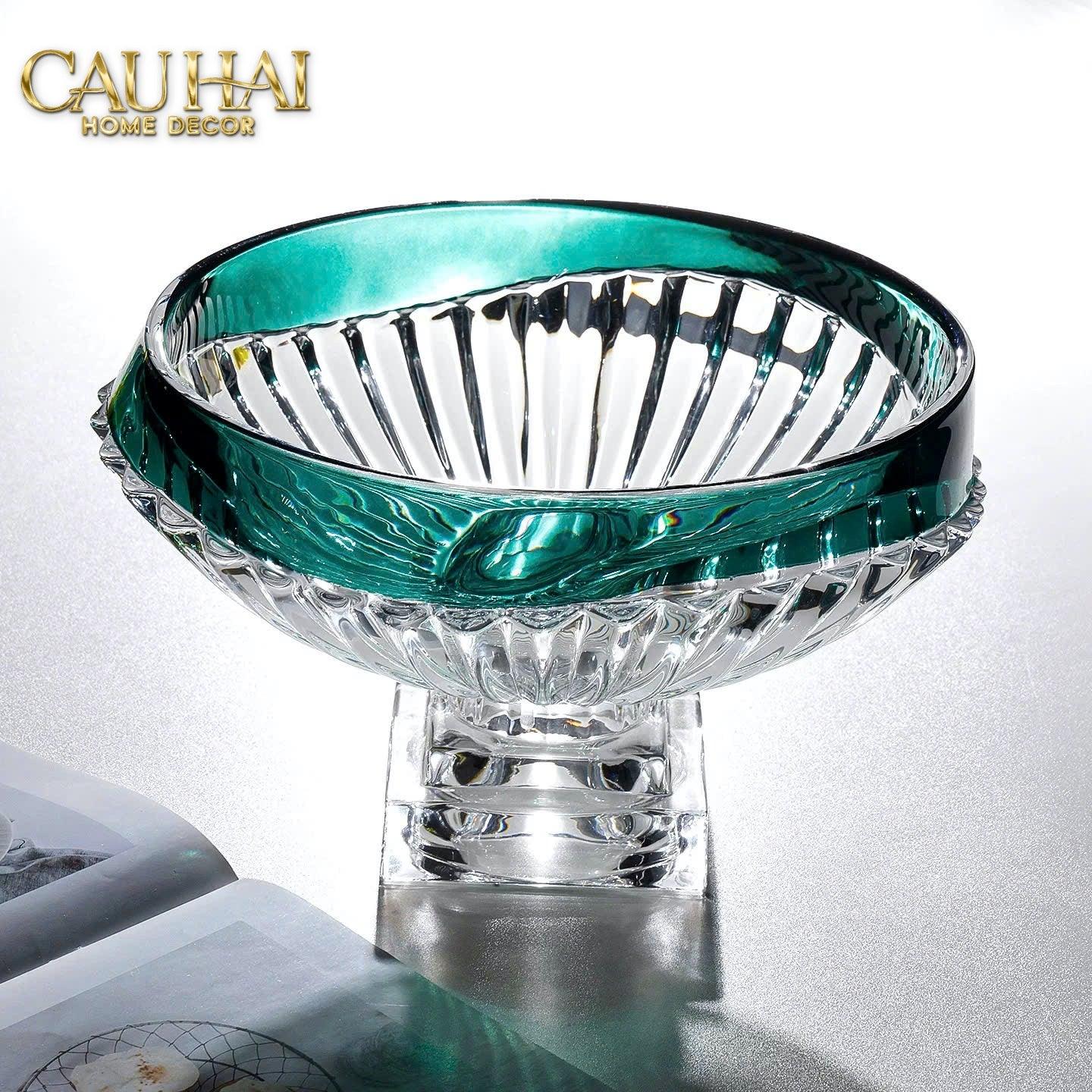 Maison Couture - Đĩa Trái Cây Pha Lê Màu Ngọc Lục Bảo Émeraude Cristalleries Fruit Bowl-SET CHÉN DĨA-CẬU HAI HOME DECOR