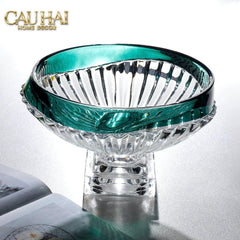 Maison Couture - Đĩa Trái Cây Pha Lê Màu Ngọc Lục Bảo Émeraude Cristalleries Fruit Bowl-SET CHÉN DĨA-CẬU HAI HOME DECOR