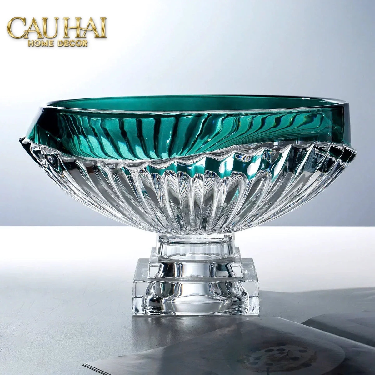 Maison Couture - Đĩa Trái Cây Pha Lê Màu Ngọc Lục Bảo Émeraude Cristalleries Fruit Bowl-SET CHÉN DĨA-CẬU HAI HOME DECOR