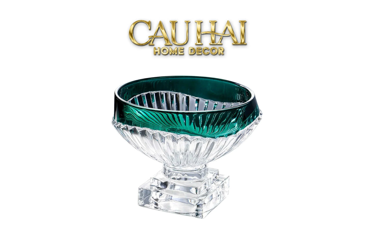 Maison Couture - Đĩa Trái Cây Pha Lê Màu Ngọc Lục Bảo Émeraude Cristalleries Fruit Bowl-SET CHÉN DĨA-CẬU HAI HOME DECOR
