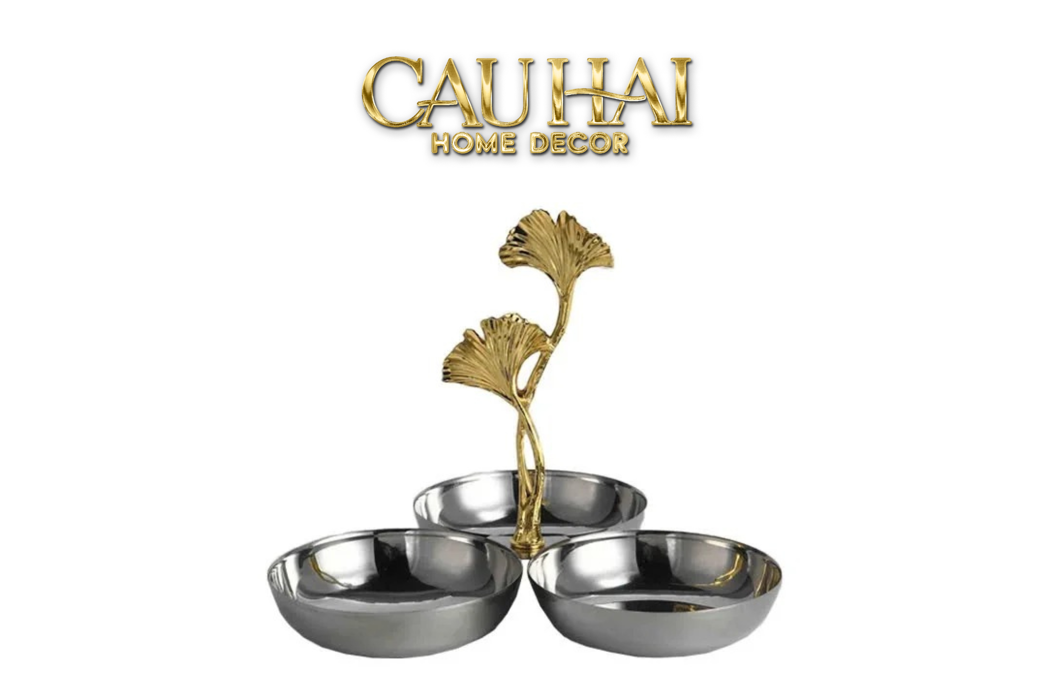 Maison Couture - Đĩa Triptyque Platinum Dou Ginkgo Decorative Disk - CẬU HAI HOME DECOR